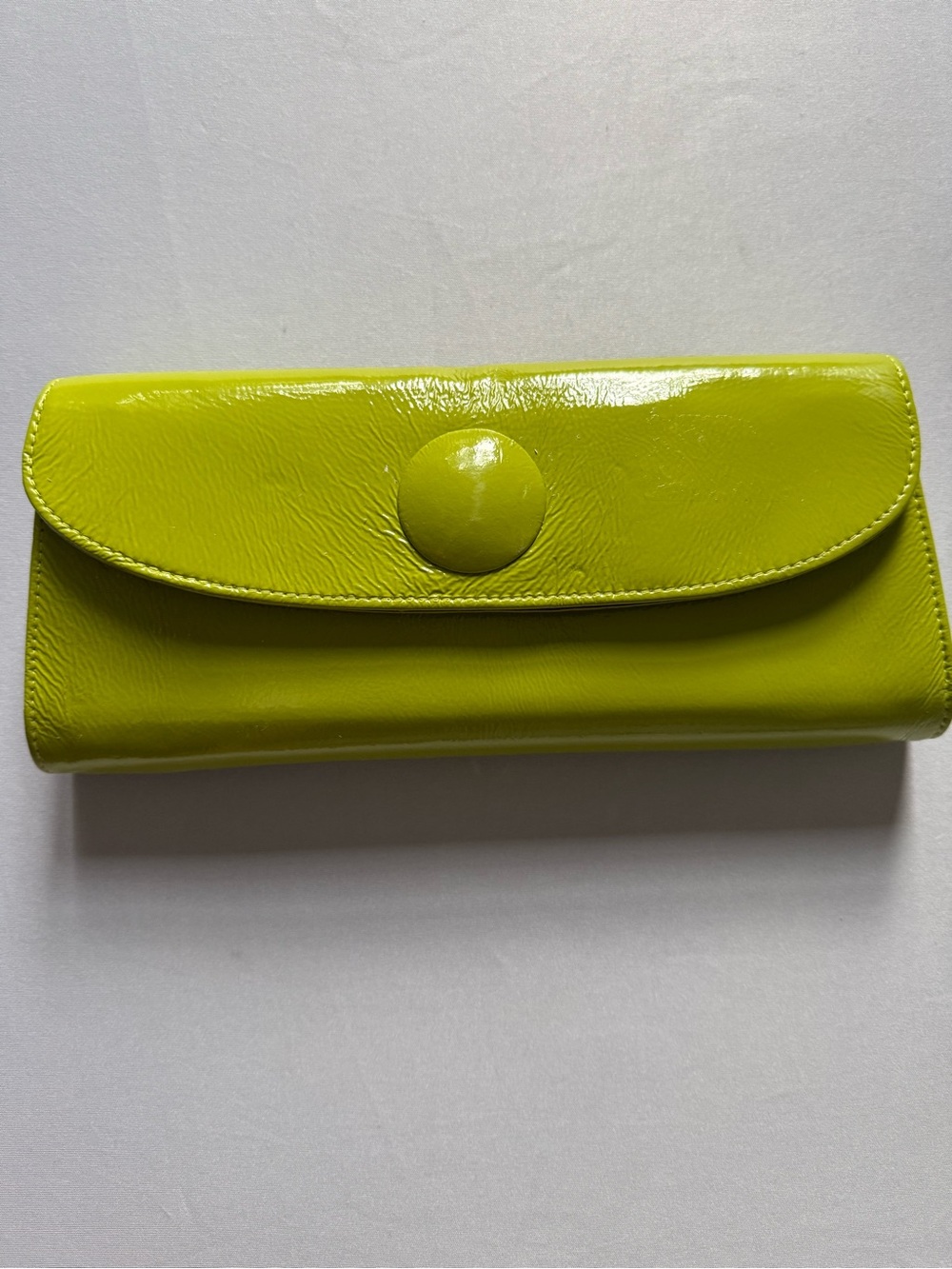 Hobo Sleek Lime Green Patent Leather Clutch Wallet